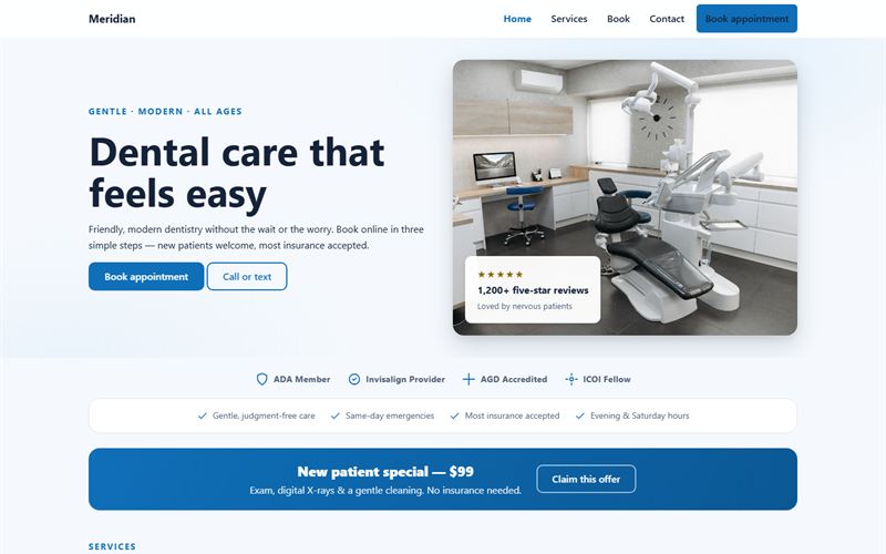 Dental practice page preview